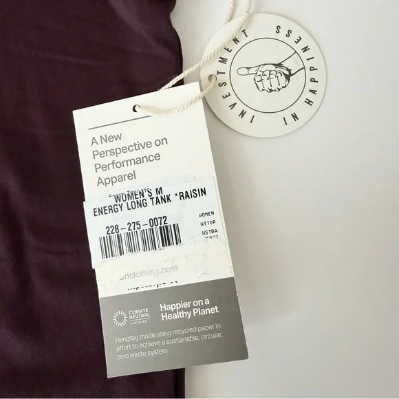 NWT Vuori Women's Energy Tank Top ingredients Raisin size Medium - Picture 6 of 6